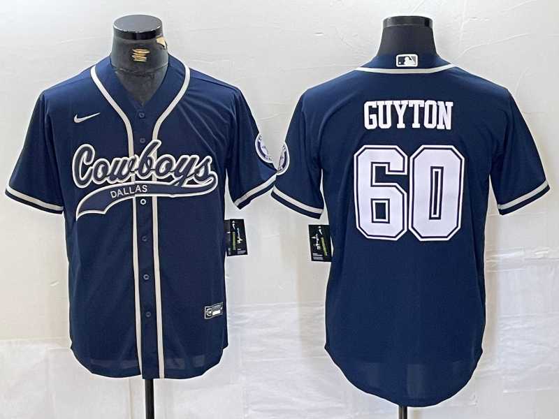 Men%27s Dallas Cowboys #60 Tyler Guyton Navy Cool Base Stitched Baseball Jersey->dallas cowboys->NFL Jersey